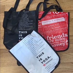 3 lulu lemon reusable bags